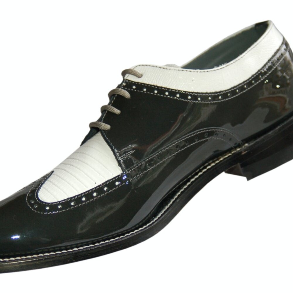 New Stacy Baldwin Gray and White Leather Spectator Wingtip Shoes